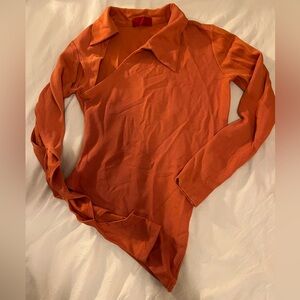 Elegant Orange Long Sleeve Women's Top